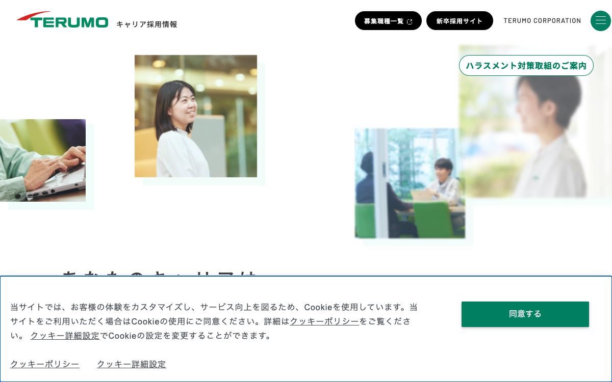 テルモの公式サイト(スクリーンショット)